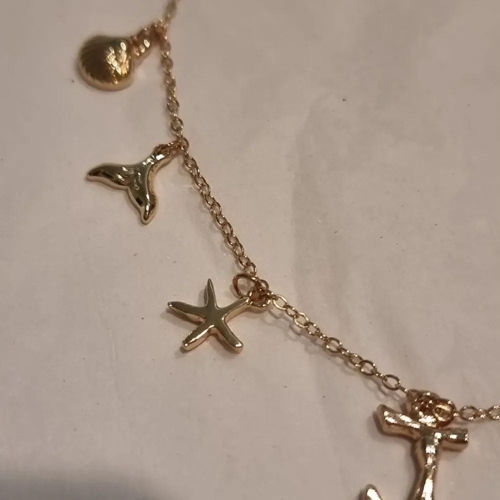 New J Initial Gold Summer Charm Necklace